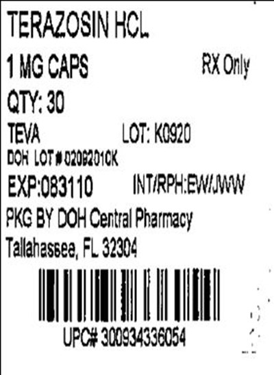 Terazosin HCl 1 mg Caps (Terazosin 1mg(teva))